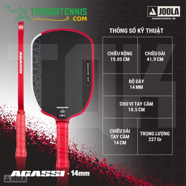 Thông số kỹ thuật vợt Pickleball Joola Agassi Pro chi tiết